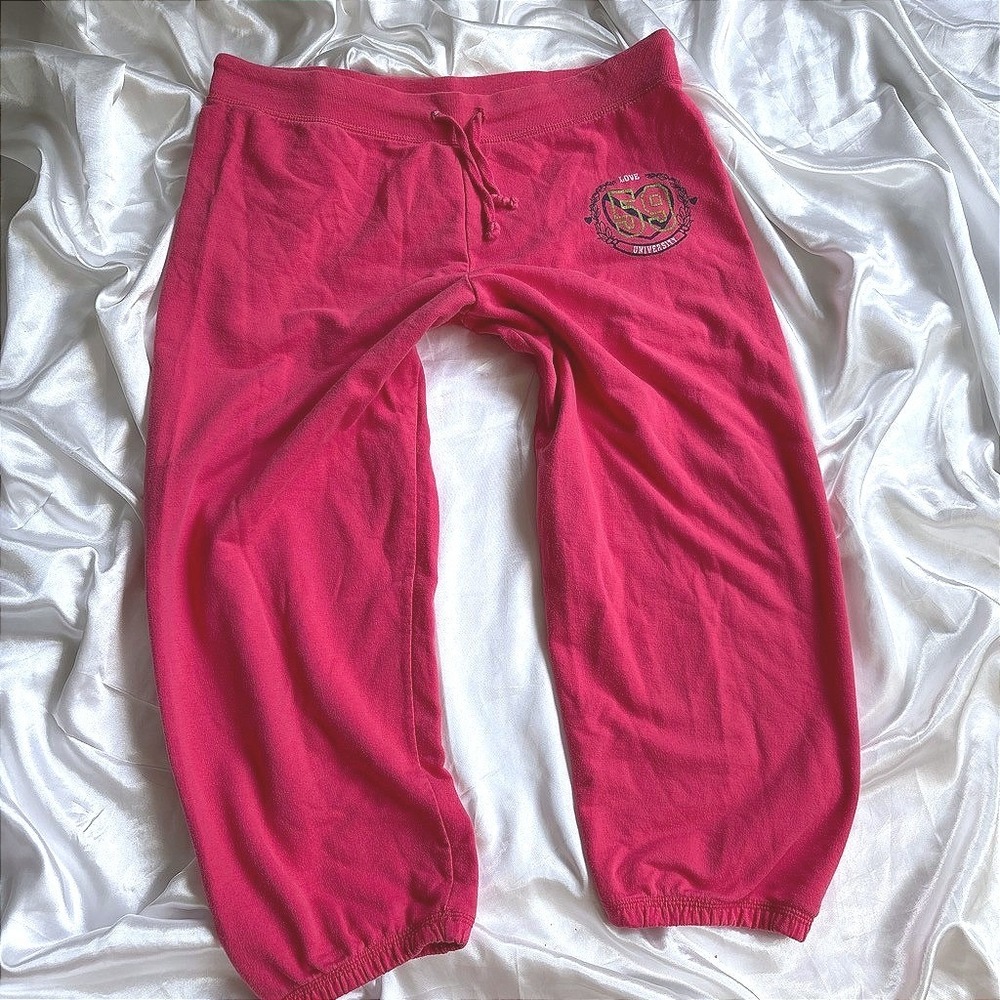 y2k graphic Sweatpants Pink Cato Love University 59 Joggers